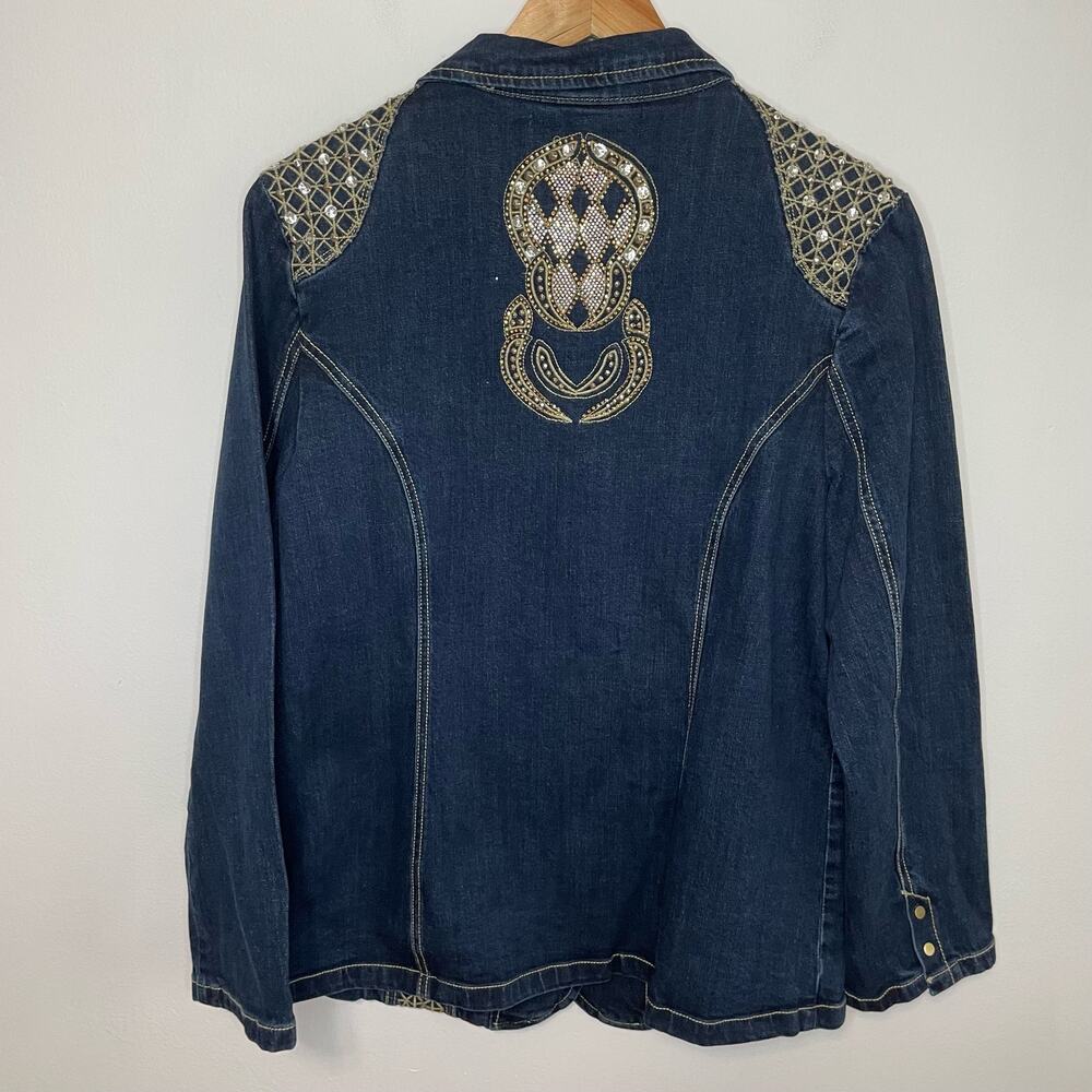Ameri Mode Jean Jacket S Womens Rhinestone Bling … - image 4